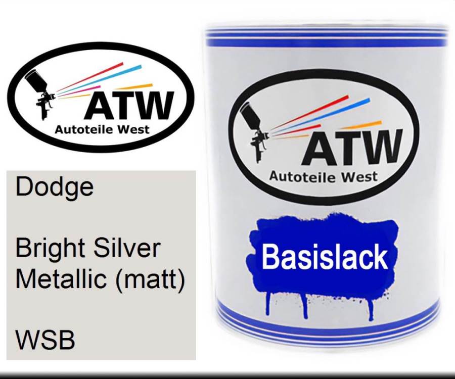 Dodge, Bright Silver Metallic (matt), WSB: 1L Lackdose, von ATW Autoteile West.